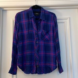 Rails Blue and Pink Plaid Button Down Shirt Size Small
